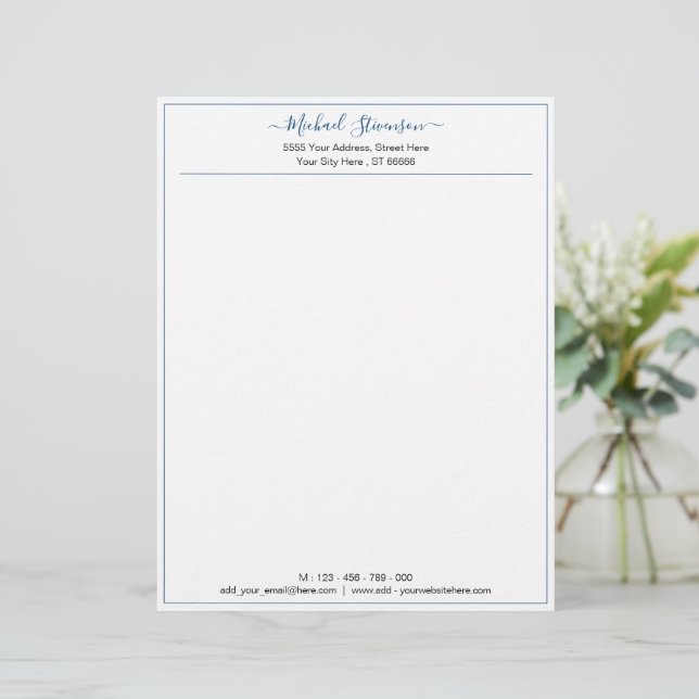 Papel Timbrado Letterhead de informações de endereço personalizad (Em pé/Frente)