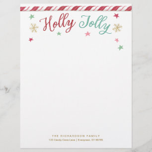 Papel Timbrado Letterhead de Natal Holly Jolly Personalizada