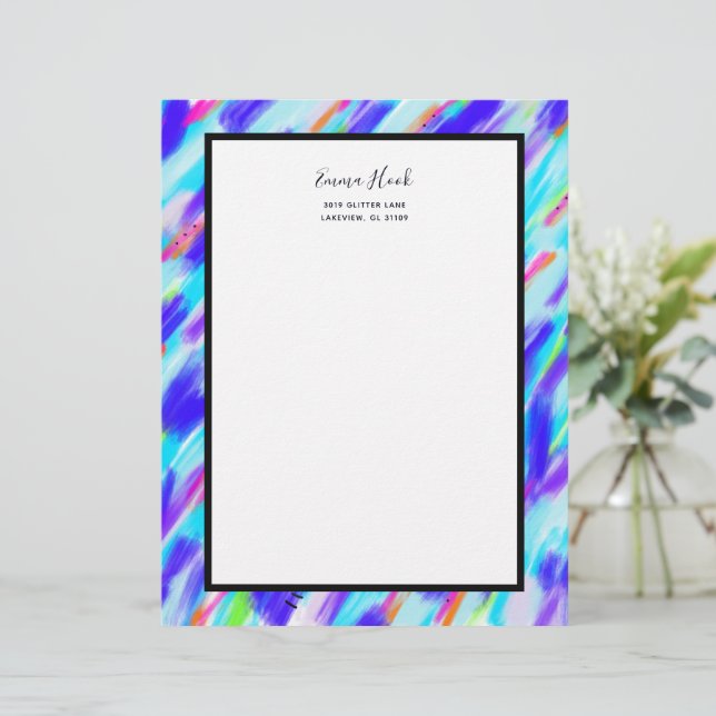 Papel Timbrado Letterhead do caos colorido (Em pé/Frente)