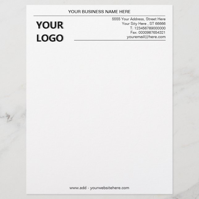 Papel Timbrado Letterhead do escritório personalizado com seu log (Frente)