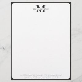 Papel Timbrado Letterhead Moderno Preto e Branco Monograma