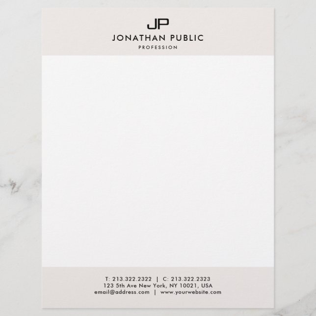 Papel Timbrado Letterhead Monograma Simples Modelo Moderno (Frente)