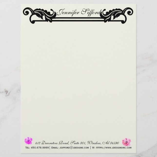 Papel Timbrado Letterhead Personalizada do Designer Interior Eleg (Frente)
