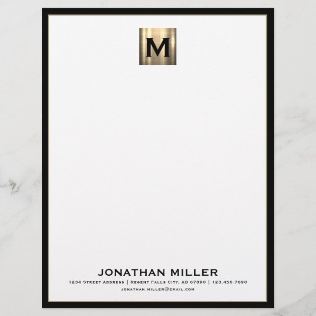 Papel Timbrado Letterhead personalizada do monograma de luxo (Frente)