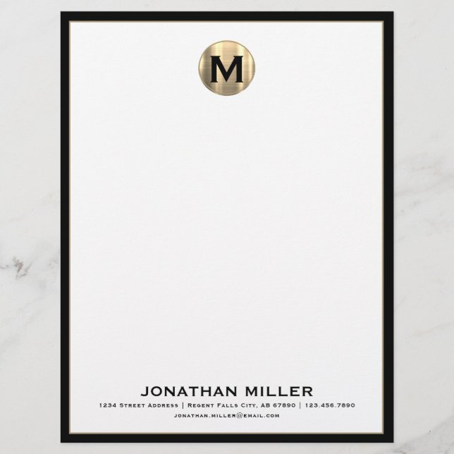 Papel Timbrado Letterhead personalizada do monograma de luxo (Frente)