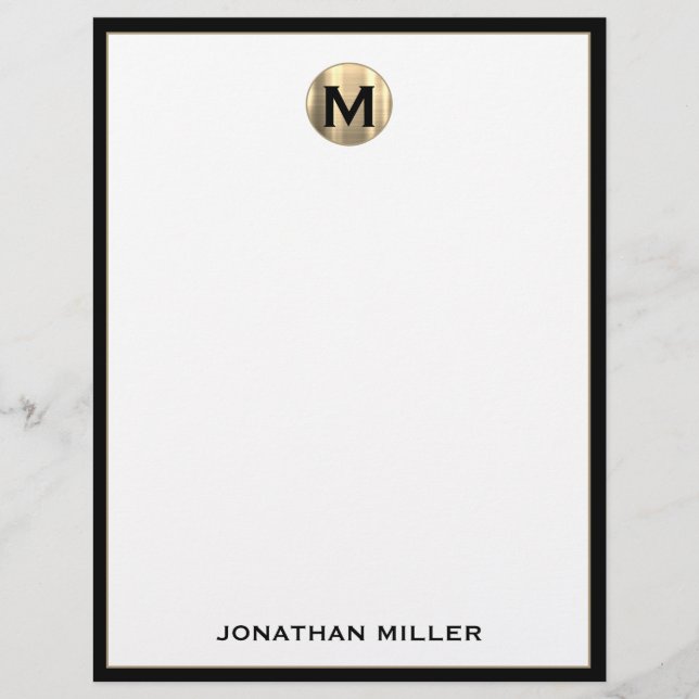 Papel Timbrado Letterhead personalizada do monograma de luxo com  (Frente)