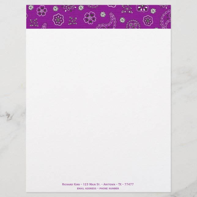 Papel Timbrado Letterhead Personalizável Bandana (Frente)