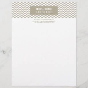Papel Timbrado LETTERHEAD trendy bold chevron stripe taupe