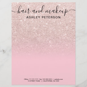 Papel Timbrado Leve de cabelos leves rosa dourado cor-de-rosa