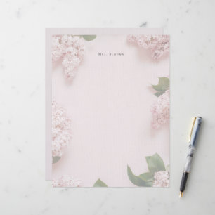 Papel Timbrado Lilás Rosa Suave Personalizado Feminino