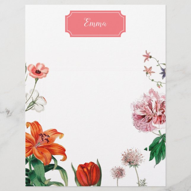Papel Timbrado Lily Tiger, tulipa floral (Frente)