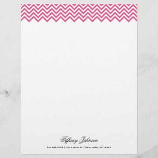 Papel Timbrado Limite de Chevron Moderno Rosa Quente