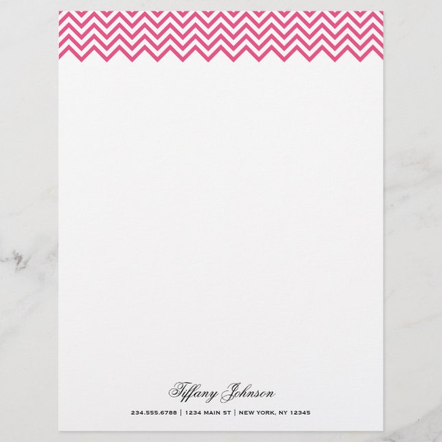 Papel Timbrado Limite de Chevron Moderno Rosa Quente (Frente)