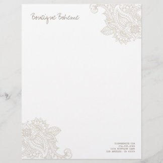 Papel Timbrado Linen Beige Ilustrou Paisley Henna