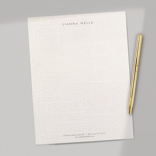 Papel Timbrado Linen Personalizado Mínimo Elegante (imagem) (Ivory linen background letterhead - EXPLORE COLLECTION BELOW)