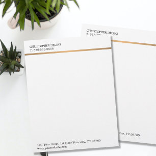 Papel Timbrado Linha de cobre fina branca elegante moderna e eleg