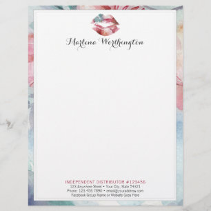 Papel Timbrado Lip de Beijo de Aquarela do Marketing de Distribui