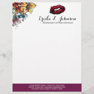 Papel Timbrado Lipstick Distributor Modern Floral Marketing