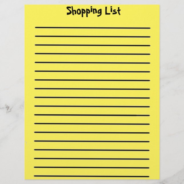 Papel Timbrado Lista de Compras Cabeçalho Amarelo (Frente)
