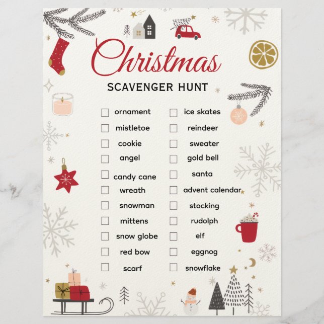 Papel Timbrado Lista de Verificação da Caça ao Natal em Arte (Frente)
