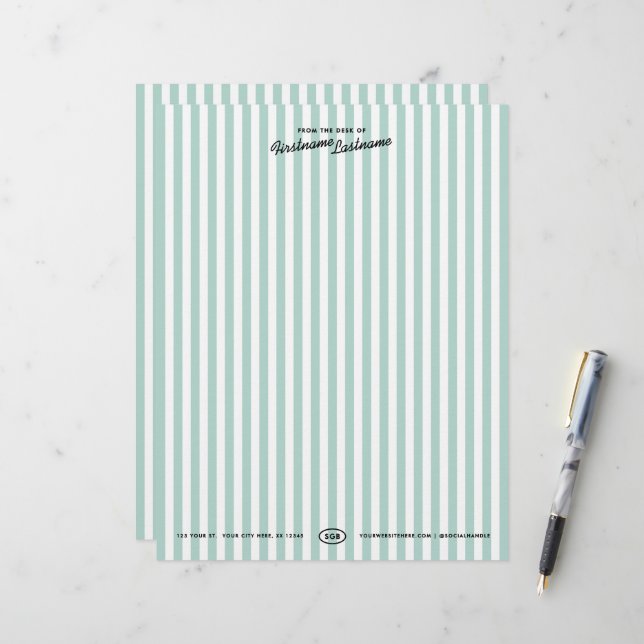 Papel Timbrado Listrado de Resort da Califórnia (Frente/Verso In Situ)