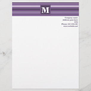 Papel Timbrado Listras da lavanda do monograma