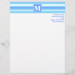 Papel Timbrado Listras de azul-céu do monograma