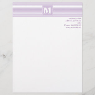 Papel Timbrado Listras do roxo do cardo do monograma