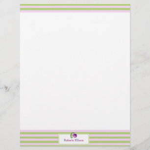 Papel Timbrado Listras horizontais Pastel florais elegantes