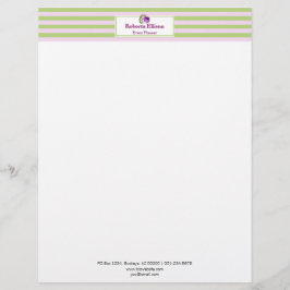 Papel Timbrado Listras horizontais Pastel florais elegantes