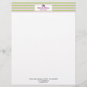 Papel Timbrado Listras horizontais Pastel florais elegantes