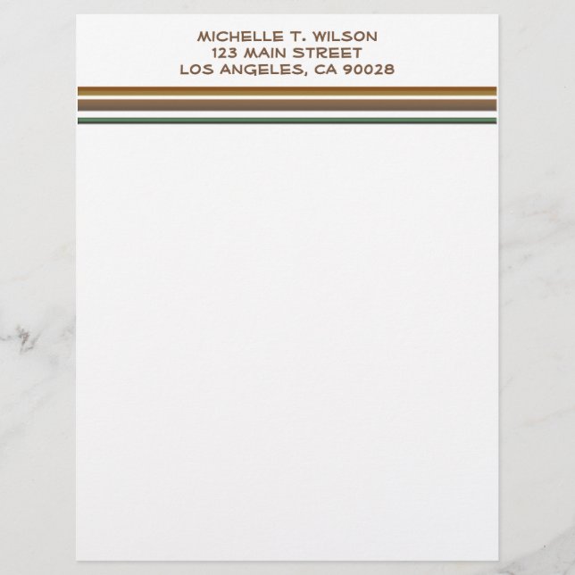 Papel Timbrado listras verdes marrons (Frente)