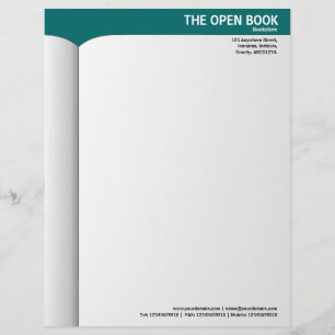Papel Timbrado Livro Aberto - Verde Teal 006666