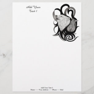 Papel Timbrado Lobo Branco com Arte Tribal Raven