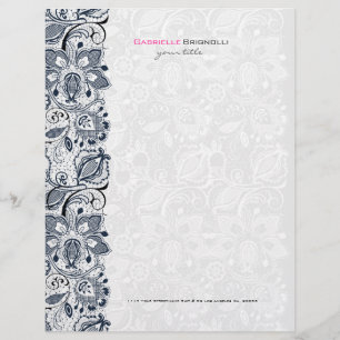 Papel Timbrado Local Floral da Vintagem Preta e Branca