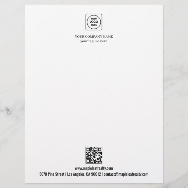 Papel Timbrado Logo Name QR Code Website Business letterhead (Frente)