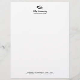 Papel Timbrado Logotipo Cardíaco de Script Moderno Simples - Negó