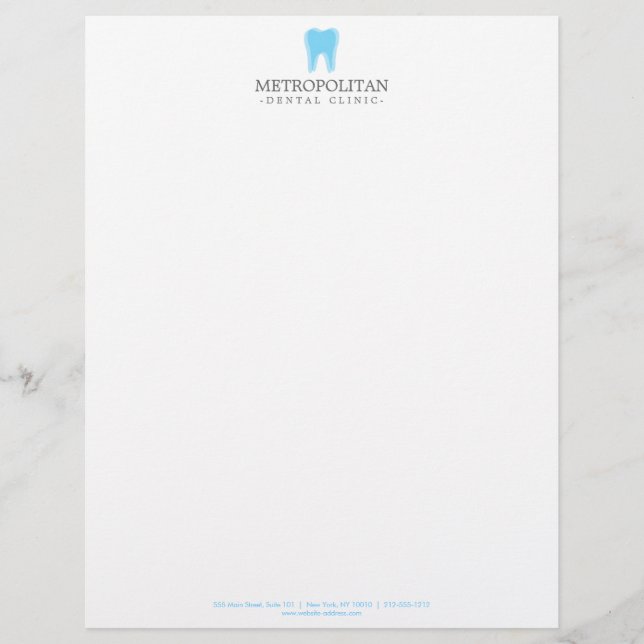 Papel Timbrado Logotipo clássico de dentista moderno em branco (Frente)