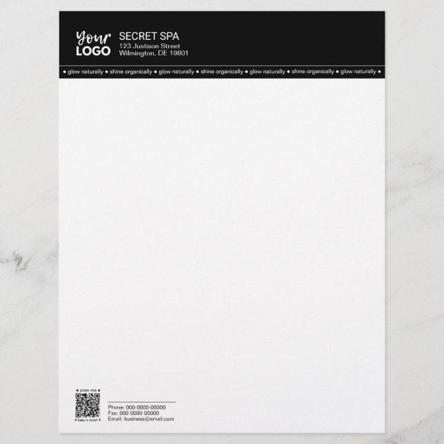 Papel Timbrado Logotipo comercial QR Borda preta Professional mod (Frente)