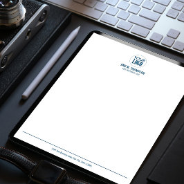 Papel Timbrado Logotipo comercial simples azul