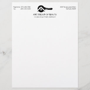 Papel Timbrado Logotipo de Chave de Imóveis Modernos