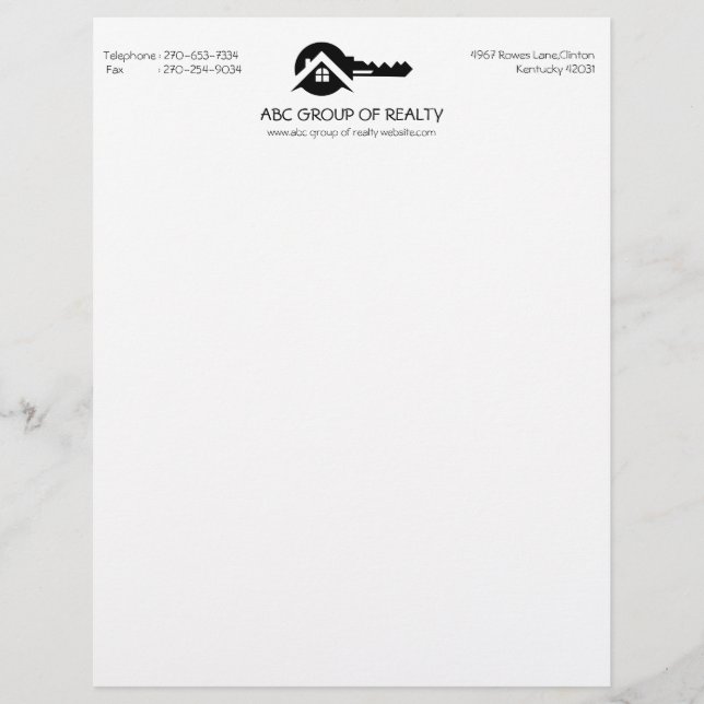 Papel Timbrado Logotipo de Chave de Imóveis Modernos (Frente)