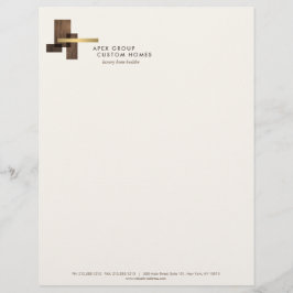 Papel Timbrado Logotipo de Construtor de Casas Personalizadas Mar