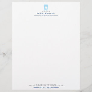 Papel Timbrado Logotipo de dente azul do dentista moderno