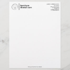Papel Timbrado Logotipo de Esboço de Dente Preto/Branco Dentista