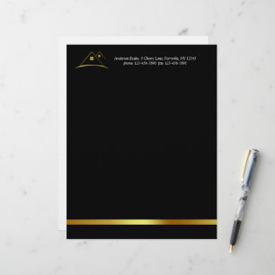 Papel Timbrado Logotipo de Imóveis Casa Dourada Moderna