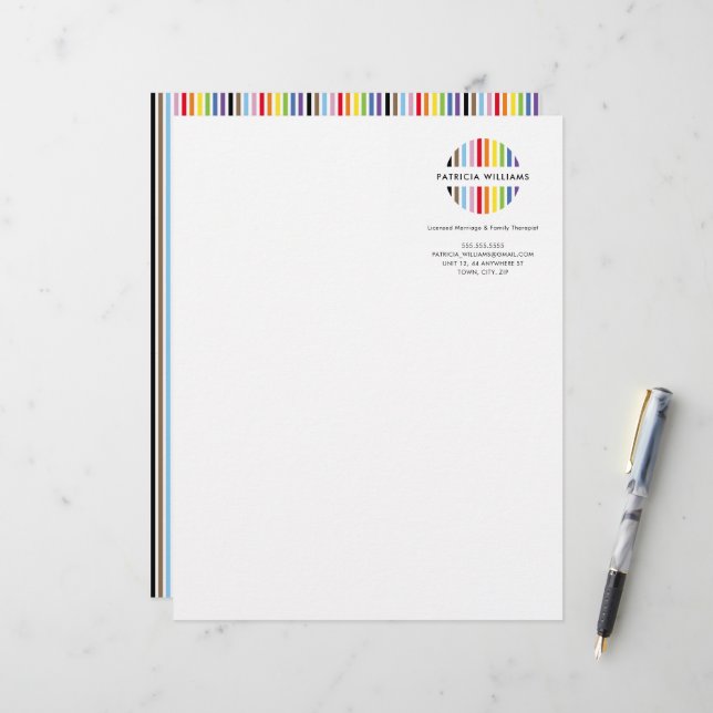 Papel Timbrado logotipo de listra minimalista moderno orgulho arc (Frente/Verso In Situ)