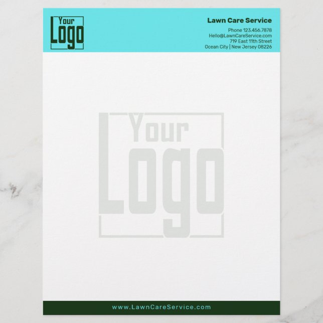 Papel Timbrado Logotipo de Negócio Simples Azul & Verde Escuro (Frente)