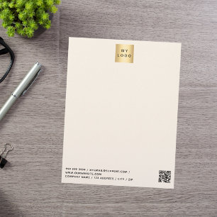Papel Timbrado logotipo de negócios em marfim creme código QR