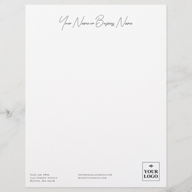 Papel Timbrado Logotipo de nome de endereço branco minimalista si (Frente)